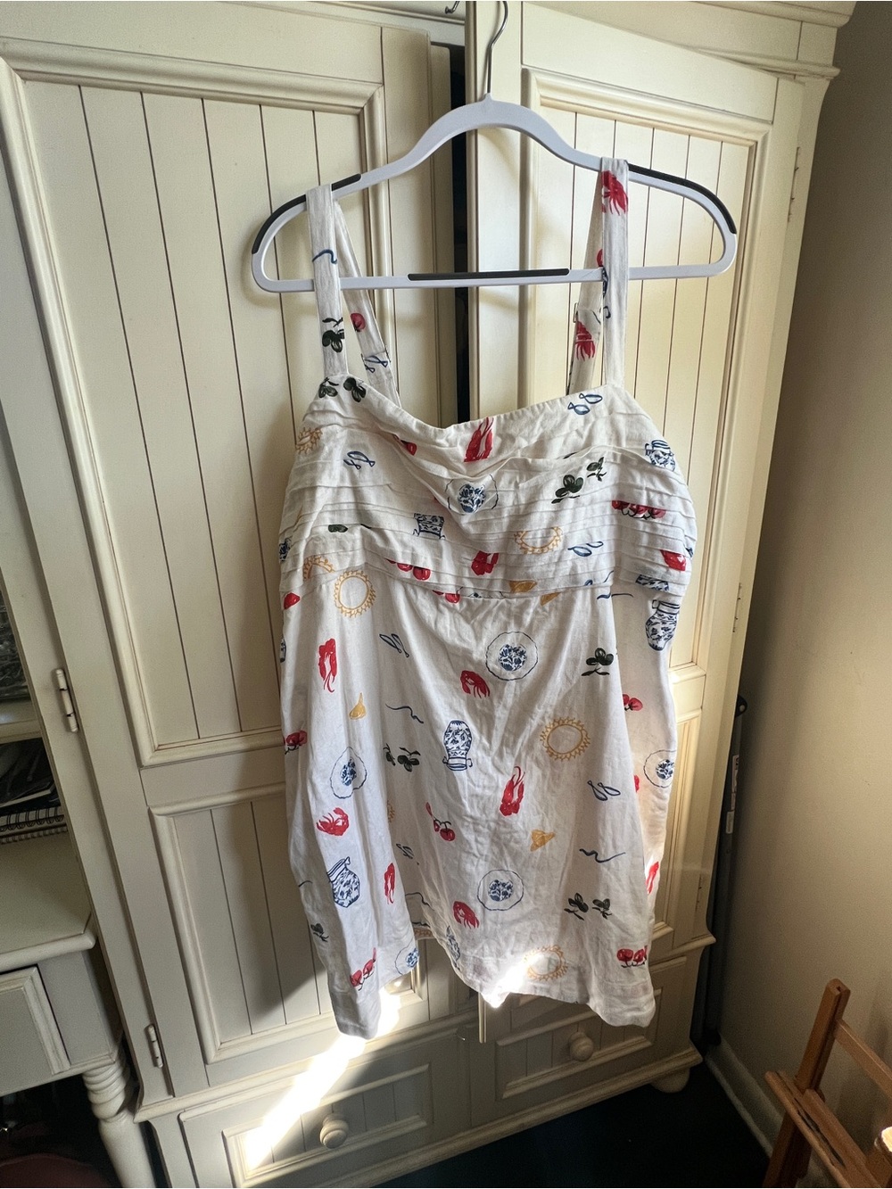 White Patterned Sleeveless Summer Dress